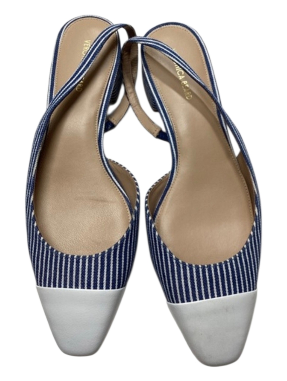 Veronica Beard Cecile Leather Trim Embellishment SlingBack Pumps Size 9